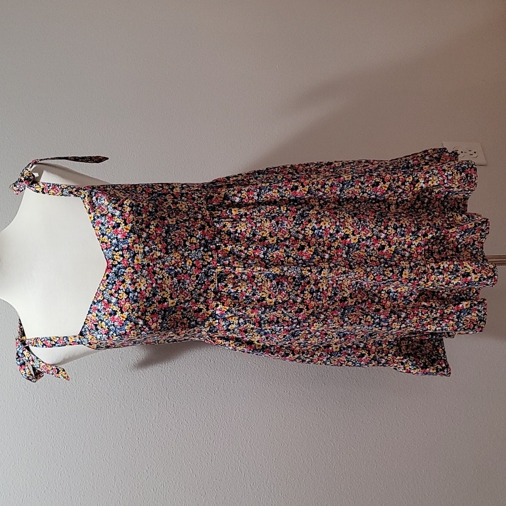 OLD NAVY DITSY FLORAL MINI DRESS CAMI TANK TOP BOHEMIAN RUFFLE HEM XL PETITE - Picture 2 of 12